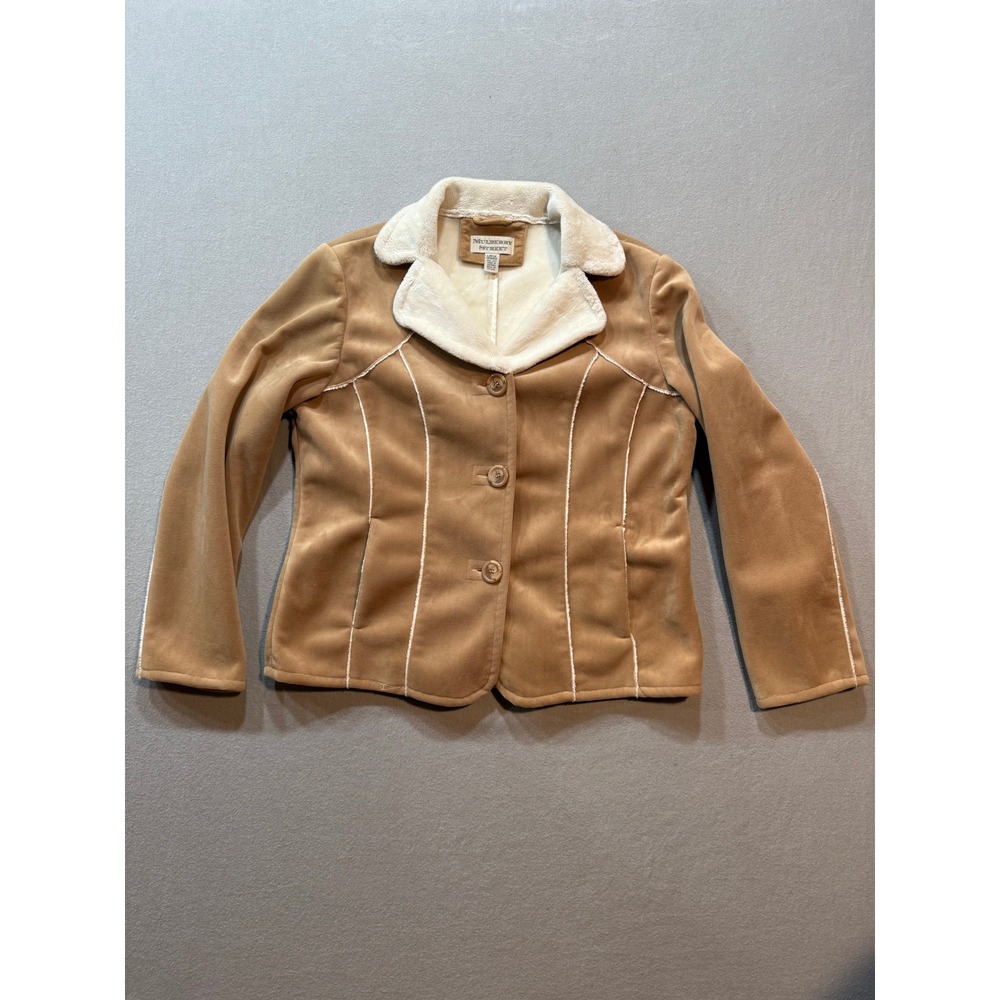 Mulberry Street Boho Chic 70s Retro Faux Sheepskin Soft Brown Jacket Women L